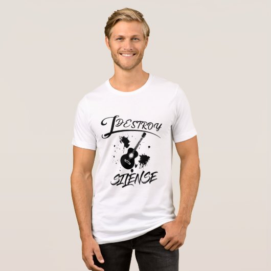 Ik vernietig stilte grappige gitaar speler Tri-Blend shirt (Voorkant volledig)