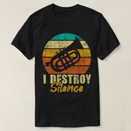 Ik vernietig stilte - Retro  Baritone Player T-shirt (Design voorkant)