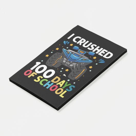 Ik verpletterde 100 dagen school monstertruck jong post-it® notes (Schuin)