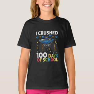 Ik verpletterde 100 dagen school monstertruck jong t-shirt