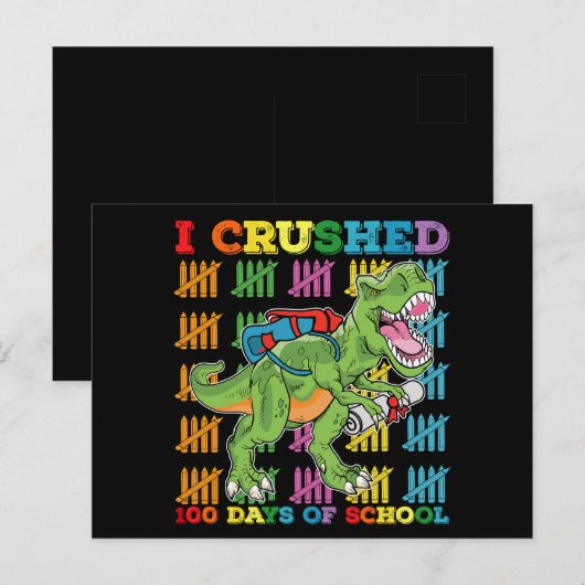 Ik verpletterde 100 dagen school T rex dinosaurus Briefkaart (Voorkant / Achterkant)