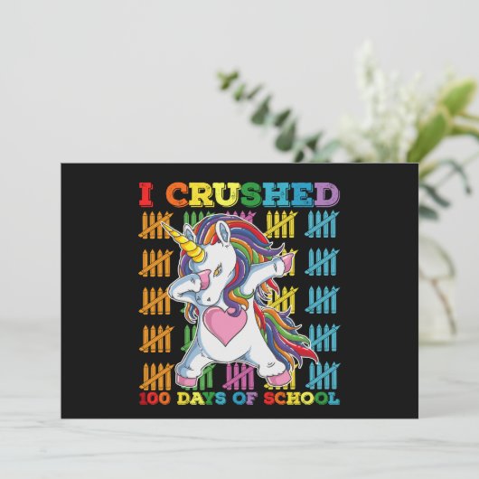 Ik verpletterde 100 dagen schooleenhoorn kaart (Staand voorkant)