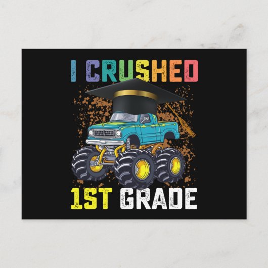 Ik verpletterde 1e klas Monster Truck Afstuderen Briefkaart (Voorkant)