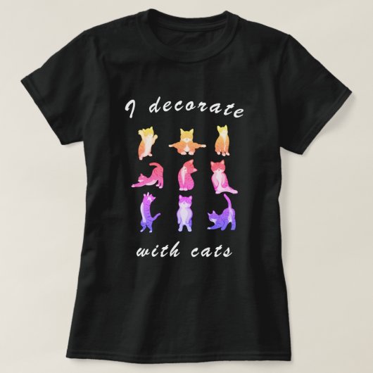 Ik Versier met Katten Grappige Regenboog Kat Clip  T-shirt (Design voorkant)