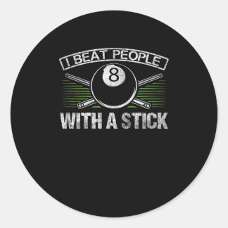 Ik versla mensen met een grappige biljarat ronde sticker