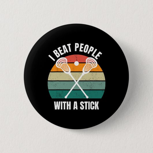 Ik versla mensen met een grappige stick Lacrosse s Ronde Button 5,7 Cm (Voorkant)