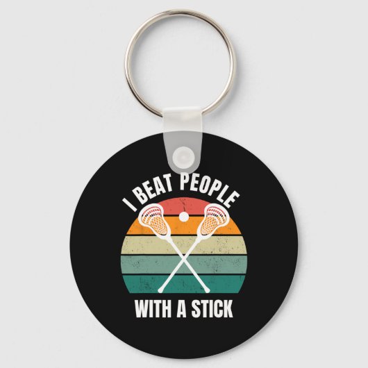 Ik versla mensen met een grappige stick Lacrosse s Sleutelhanger (Voorkant)