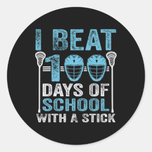 Ik versloeg 100 dagen school met een stok Lacrosse Ronde Sticker