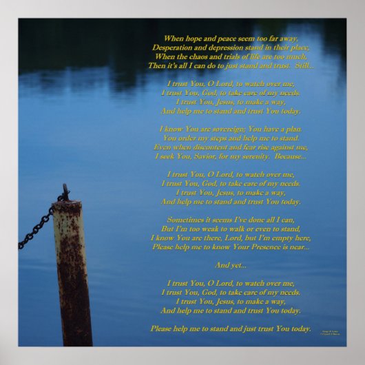 Ik vertrouw je vandaag-Christelijk Lyric Poem op A Poster (Voorkant)