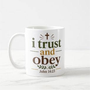 Ik Vertrouw Op En Obeeer Christelijke Schrift Typo Koffiemok