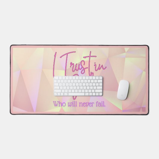 Ik vertrouw op God Roze Sparkly Achtergrond Bureaumat (Keyboard & Muis)