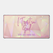 Ik vertrouw op God Roze Sparkly Achtergrond Bureaumat (Voorkant)