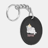 Ik verveel me schattige Kitty Kat Dier Sleutelhanger (Voorkant Links)