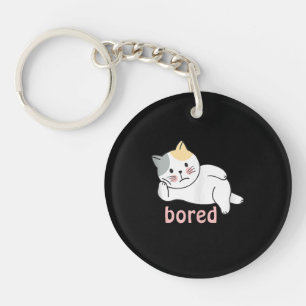 Ik verveel me schattige Kitty Kat Dier Sleutelhanger