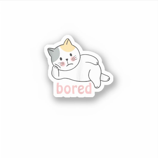 Ik verveel me schattige Kitty Kat Dier Sticker (Voorkant)