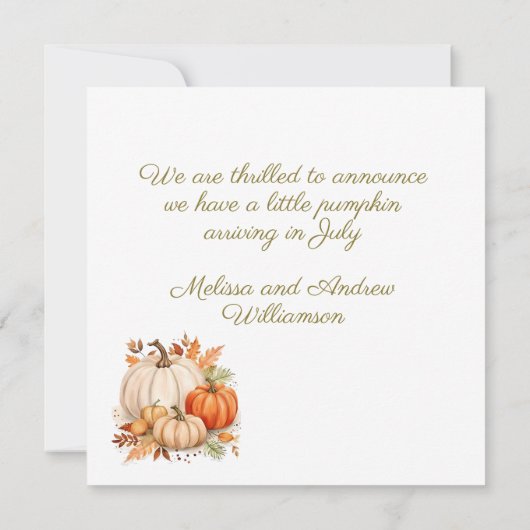 Ik verwacht een kleine pompoenzwangerschap aankondiging (Achterkant)