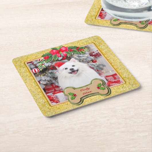 Ik verweed je een vrolijk kerst gepersonaliseerd h kartonnen onderzetters (Schuin)