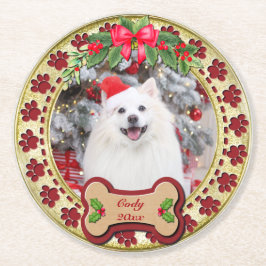 Ik verweed je een vrolijk kerst gepersonaliseerd h ronde kartonnen onderzetter