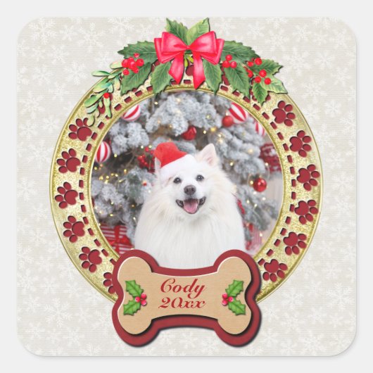 Ik verweed je een vrolijk kerst gepersonaliseerd h vierkante sticker (Voorkant)