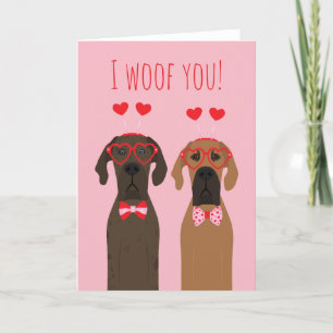 Ik verweed je Valentijnsdag Great Dane Dogs Feestdagen Kaart
