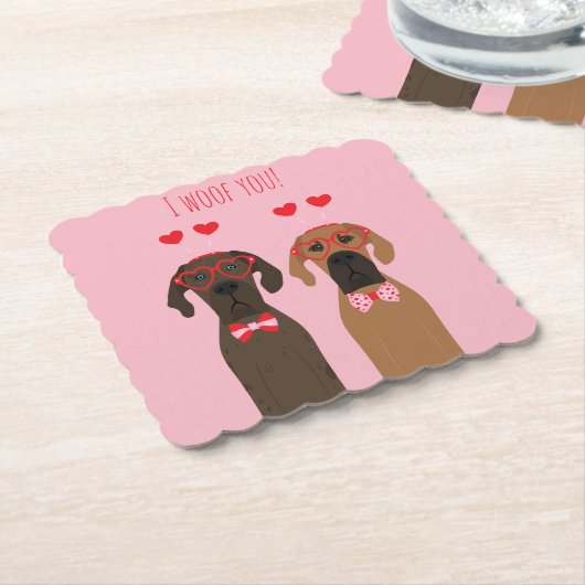 Ik verweed je Valentijnsdag Great Dane Dogs Kartonnen Onderzetters (Gebogen)