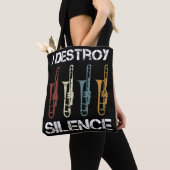 Ik verwoest de Vrede, Trombone en Trombonist Tote Bag (Dichtbij)