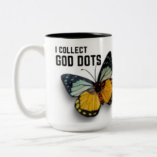 Ik verzamel GOD-STIPPEN inspirerend koffie-Mok Tweekleurige Koffiemok