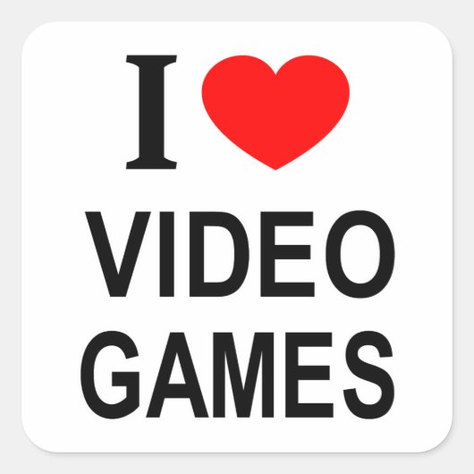 IK ❤️ VIDEOSPELLEN IK HOU VAN VIDEOSPELLEN IK HART VIERKANTE STICKER (Voorkant)