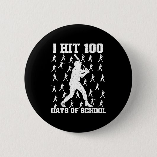Ik vier 100 dagen school honkbal jongen ronde button 5,7 cm (Voorkant)