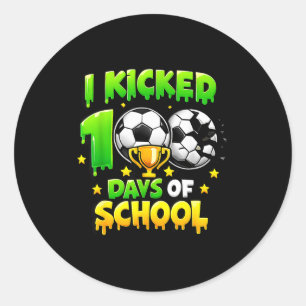 Ik Vierde 100 Dagen School Voetbal Jongens Kids Sp Ronde Sticker
