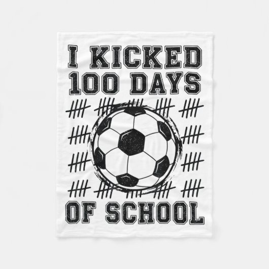 Ik vierde 100 dagen school Voetbalfan 100ste dag Fleece Deken (Voorkant)