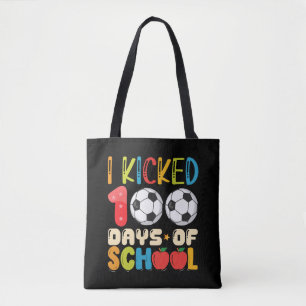 Ik vierde 100 dagen schoolvoetbalfan tote bag