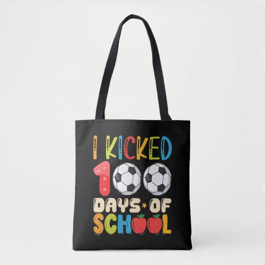 Ik vierde 100 dagen schoolvoetbalfan tote bag (Voorkant)