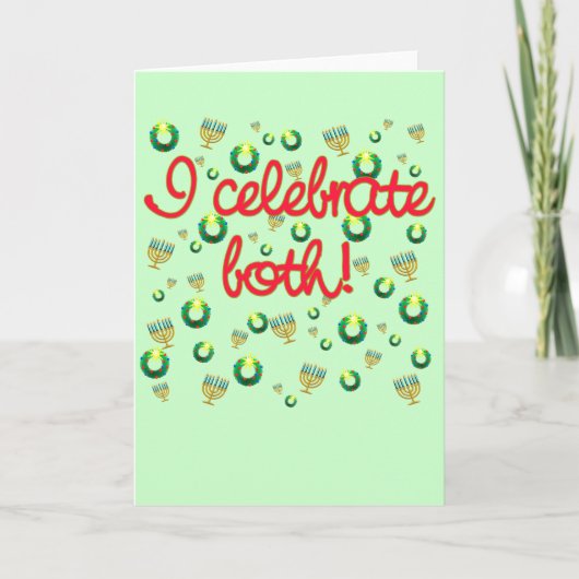 Ik vieren zowel Kerstmis als Hanukkah Feestdagen Kaart (Voorkant)