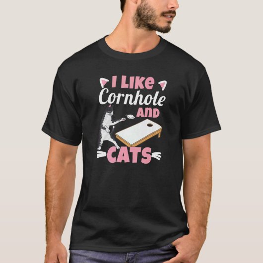 Ik vind Cornhole en katten leuk T-shirt (Voorkant)