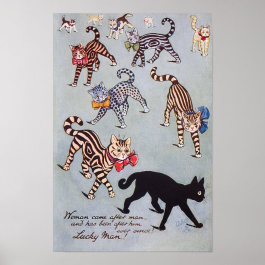 Ik vind de zwarte kat leuk, Louis Wain Poster (Voorkant)