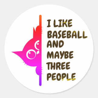 Ik vind een honkbal-glurende kat leuk ronde sticker