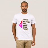 Ik vind een honkbal-glurende kat leuk t-shirt (Voorkant volledig)