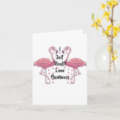 Ik vind flamingo's gewoon echt leuk, vrede liefde kaart (Gele Bloem)