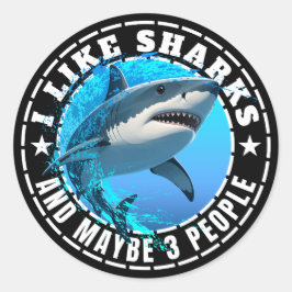 Ik vind haaien leuk en misschien 3 mensen ronde sticker