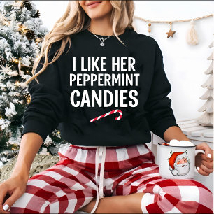 Ik vind haar pepermunt snoepjes met Kerstmis leuk Trui