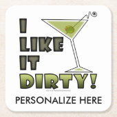 IK VIND HET DIRTY. Dirty Martini Cocktail Humor Kartonnen Onderzetters (Voorkant)
