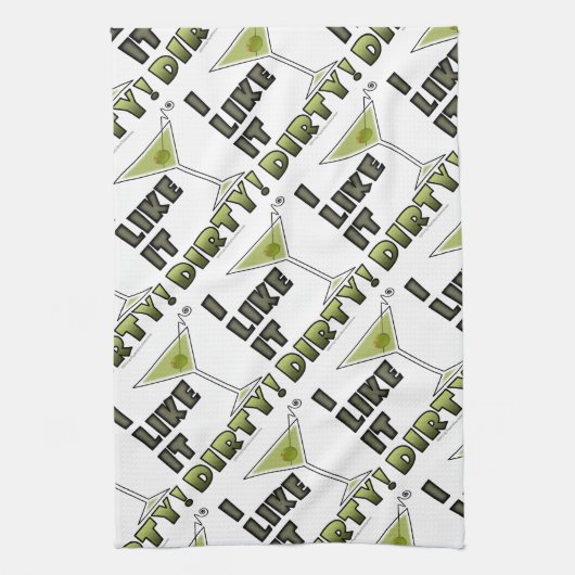 IK VIND HET DIRTY. Dirty Martini Cocktail Humor Theedoek (Verticaal)