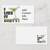 IK VIND HET DIRTY. Dirty Martini Cocktail Humor Visitekaartje (Voorkant / Achterkant)