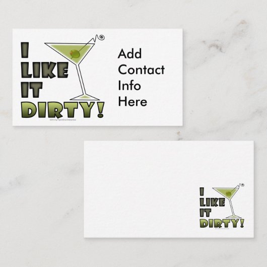 IK VIND HET DIRTY. Dirty Martini Cocktail Humor Visitekaartje (Voorkant / Achterkant)