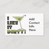 IK VIND HET DIRTY. Dirty Martini Cocktail Humor Visitekaartje (Voorkant)