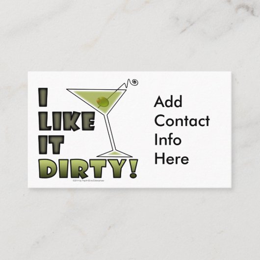 IK VIND HET DIRTY. Dirty Martini Cocktail Humor Visitekaartje (Voorkant)