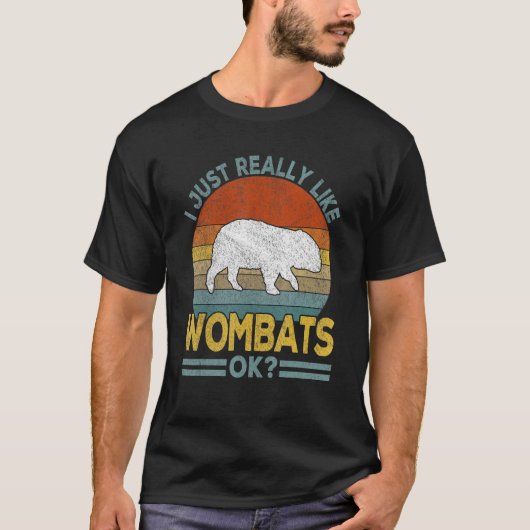 Ik vind het gewoon leuk als Wombat Wombat Retro T-shirt (Voorkant)