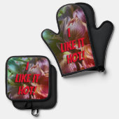 "Ik vind het lekker heet!" Ovenwant & Pannenlap Set (Voorkant / Achterkant)