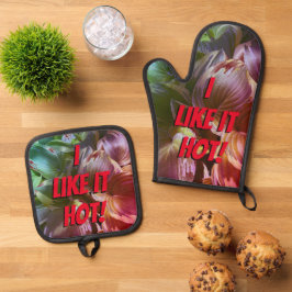 "Ik vind het lekker heet!" Ovenwant & Pannenlap Set